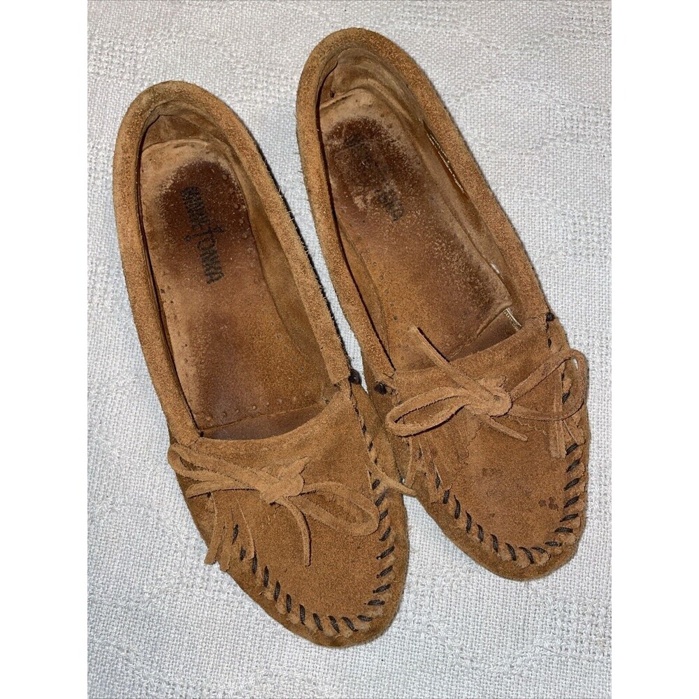 Minnetonka Women’s Casual Moccasins Size 9.5 M Brown Suede Leather Comfort